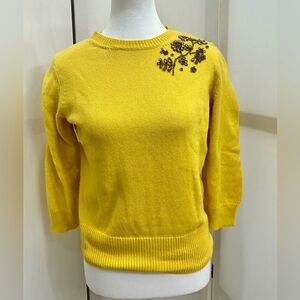 Talbots Yellow with Rhinestones Sweater. Size PM. NWT